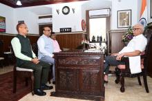 Dr. N. Vinodkumar, IPoS, Chairperson, Mormugao Port Authority, Shri Vinayaka Rao, Dy. Chairperson and Shri M. Sankar Babu, Secretary, Called On Hon'ble Governor At Raj Bhavan.