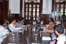 Hon'ble Governor Held a Meeting with Shri Arun Kumar Mishra, Health Secretary,  Dr. Rupa Naik, Director, DHS, Dr. Uttam Desai, CMO SFBW, DHS, Dr. Manish Gaunekar, CMO NTEP, DHS and other officials of Health Department.