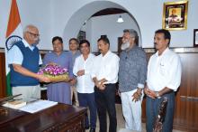 Shri. Damu Naik, State President (BJP), Goa, ⁠along with Shri Sanjeev Desai, State Treasurer, ⁠Shri Sidharth Kuncalienker, State Gen Secretary, ⁠Shri Sarvanand Bhagat, State Gen Secretary, ⁠Shri Rupesh Palyekar Called on Hon'ble Governor At Raj Bhavan.